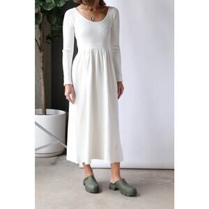 NWT Proenza Schouler Ribbed Knit Long Sleeve Scoop Neck Dress Off White Size XS